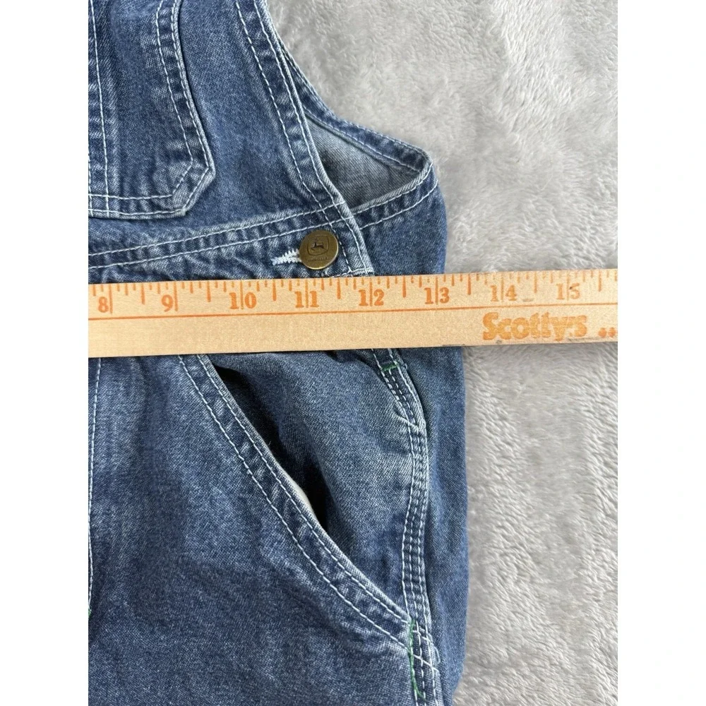 Vintage John Deere Denim Overalls Youth Adjustable Bib Wide Leg Farm Logo